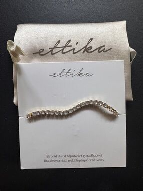 ettika Gold-Tone Clear Crystal Adjustable Bracelet